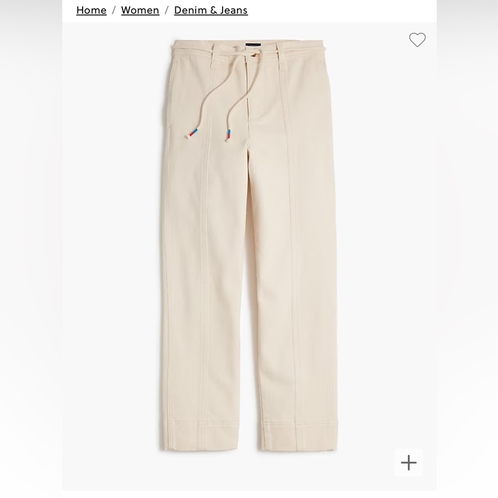 NWT J Crew Seamed straight-leg jean in all-day stretch with rope-tie Size 26